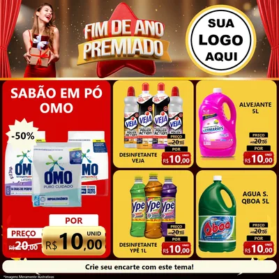 Modelo de Rede Social para Feed Facebook com o tema Fim de Ano Premiado para Produtos de Limpeza