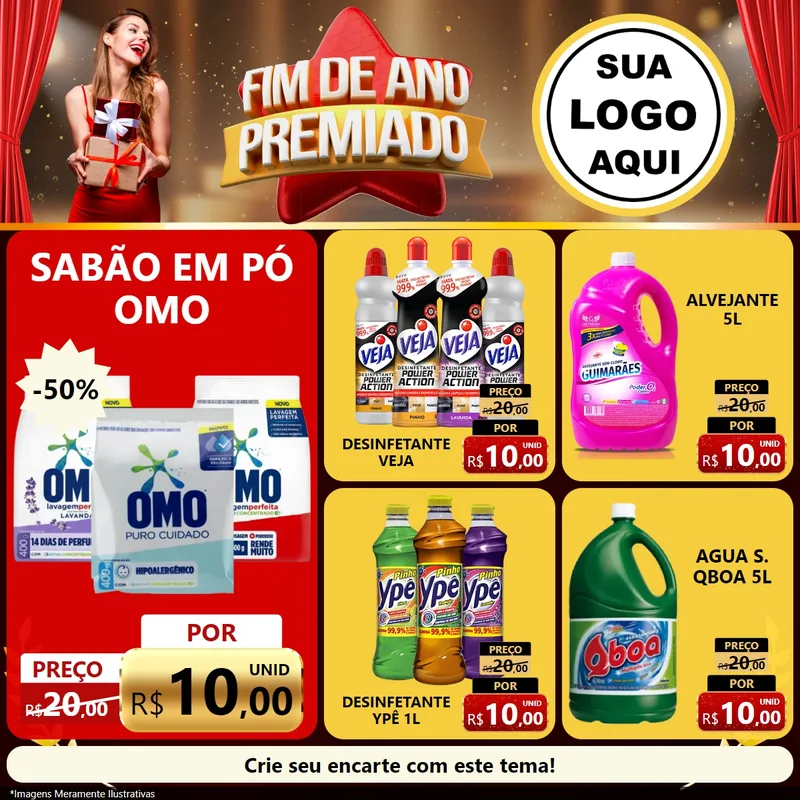 Modelo de Rede Social para Feed Facebook com o tema Fim de Ano Premiado para Produtos de Limpeza