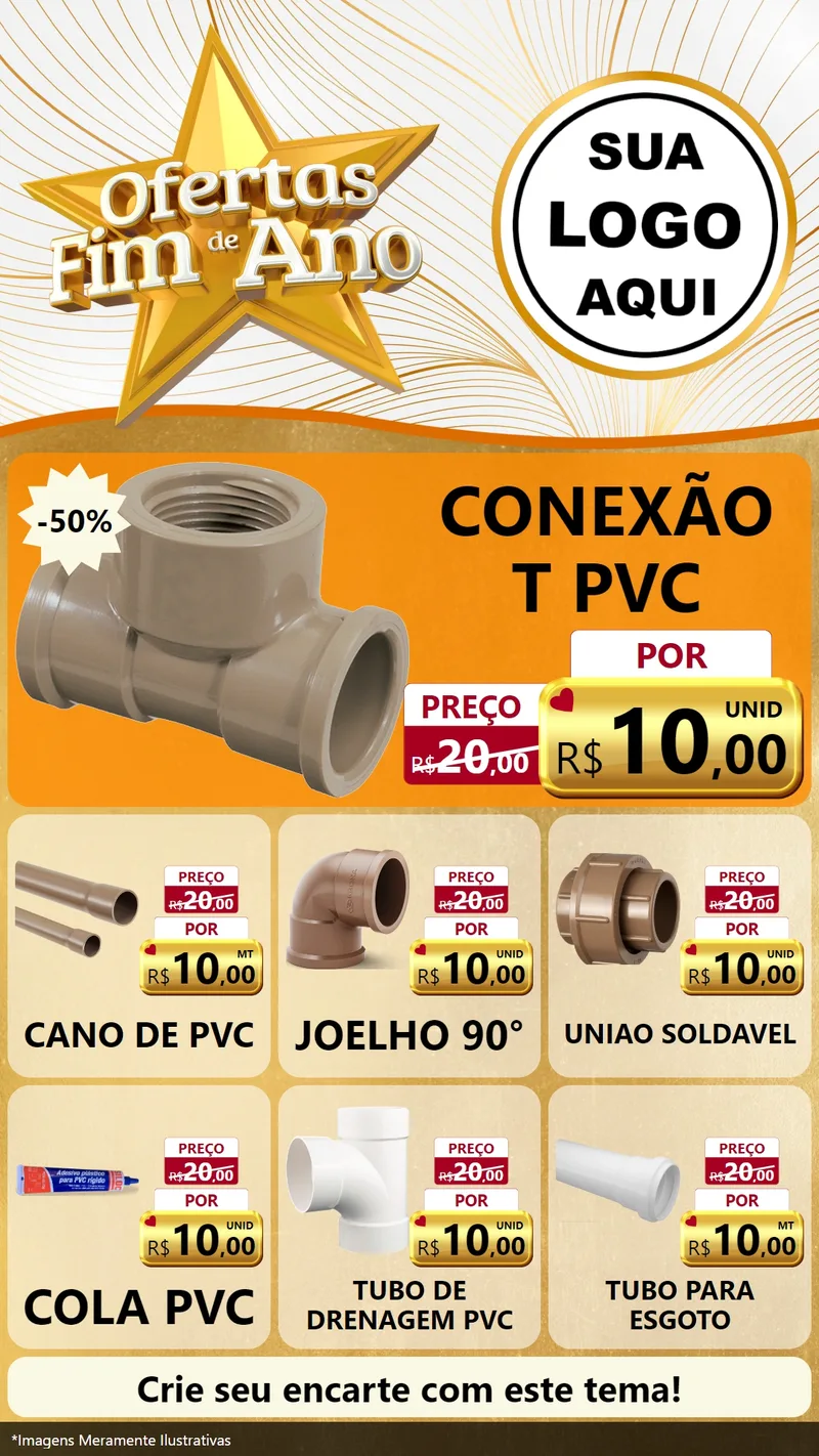 Modelo de Rede Social para Stories com o tema Ofertas Fim de Ano para Tubos e conexões