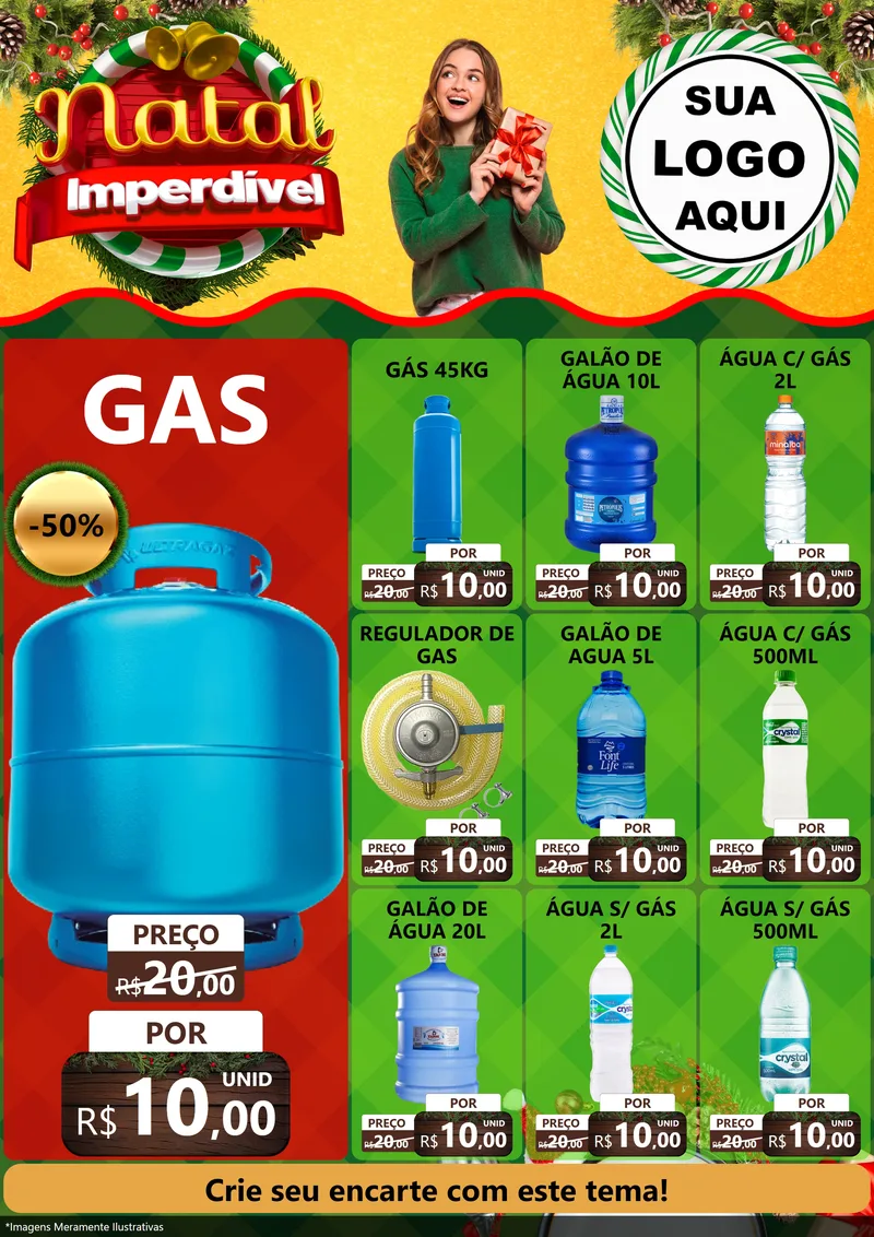 Modelo de Encarte para Encarte A4 Vertical com o tema Natal Imperdível para Água e gás