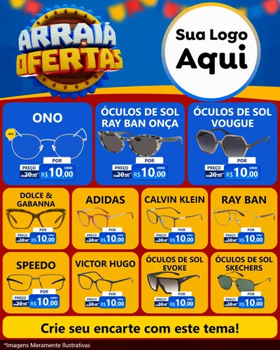 Modelo de Rede Social para Feed Instagram com o tema Arraiá de Ofertas - Junina para Óticas