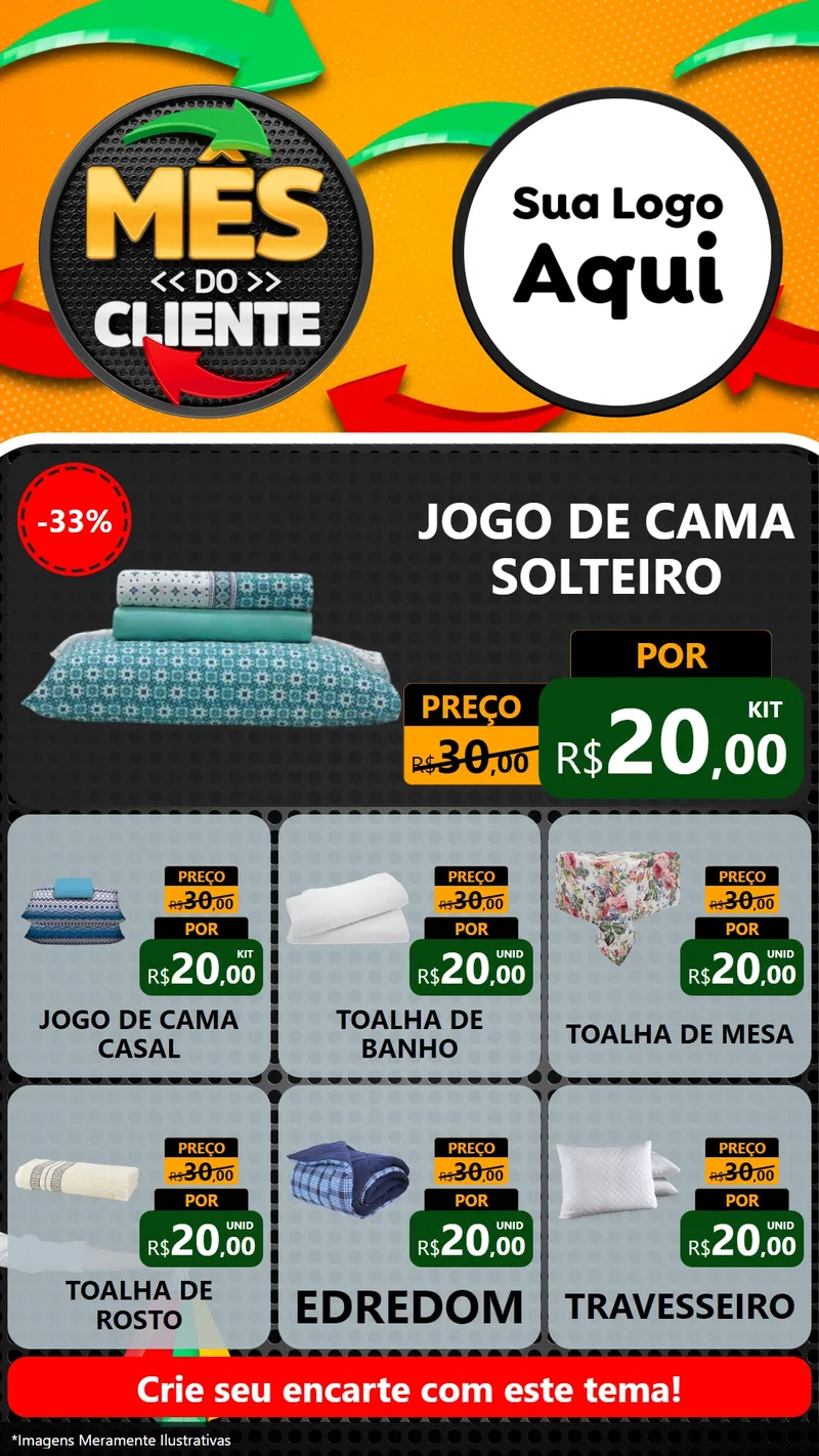Modelo de Rede Social para Stories com o tema Mês do Cliente para Cama, Mesa e Banho