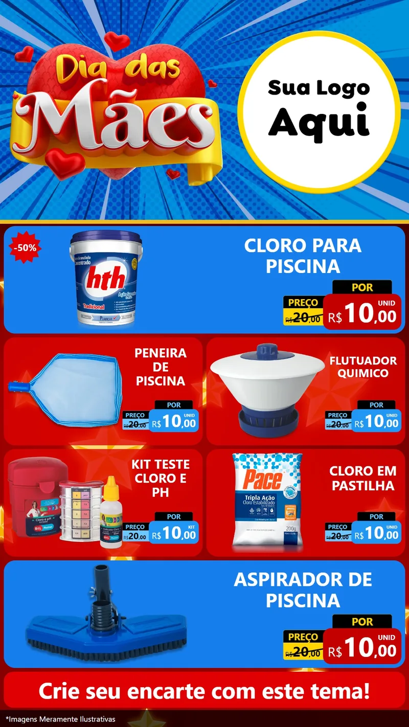 Modelo de TV para TV Vertical com o tema Dia das Mães para Produtos para Piscina