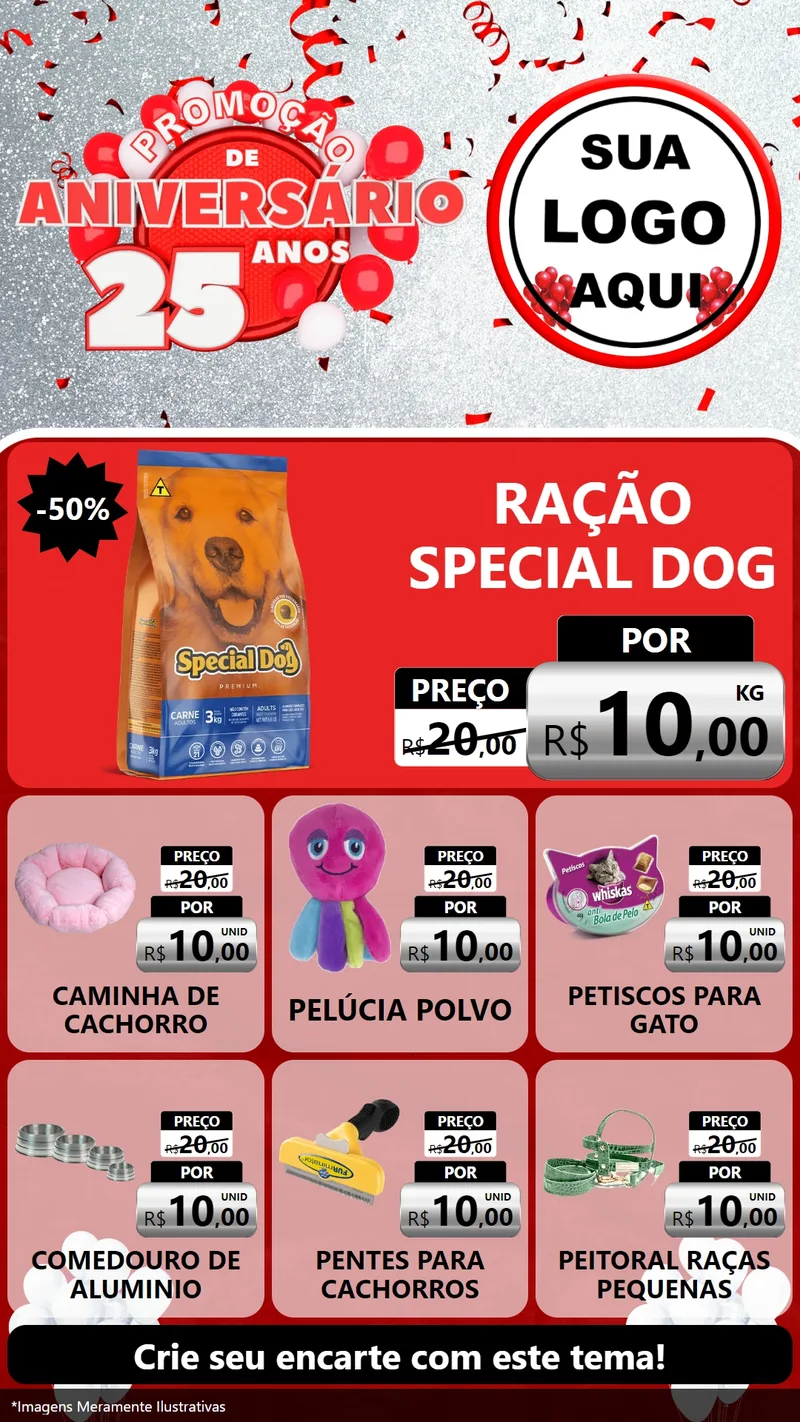 Modelo de Rede Social para Stories com o tema Promoção de Aniversário - 25Anos para Pet Shop