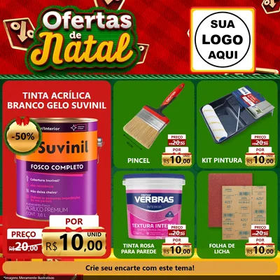 Modelo de Rede Social para Feed Facebook com o tema Ofertas de Natal para Tintas e Ferramentas