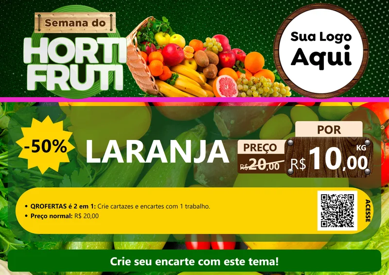 Modelo de Cartaz para Cartaz A4 Horizontal com o tema Semana do Hortifrúti para Hortifrúti