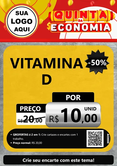 Modelo de Cartaz para Cartaz A4 Vertical com o tema Quinta da Economia para Farmácia