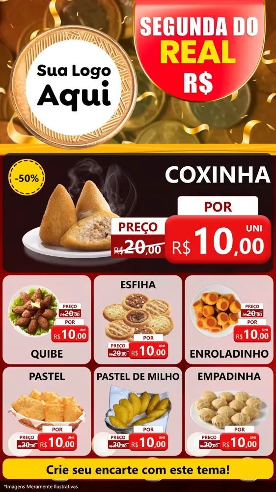 Modelo de Rede Social para Stories com o tema Segunda do Real para Salgadaria