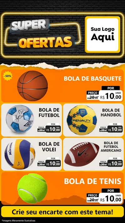 Modelo de TV para TV Vertical com o tema Super Ofertas para Artigos Esportivos