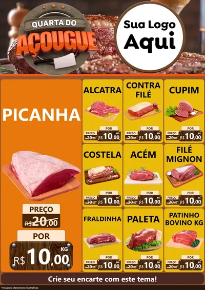 Modelo de Encarte para Encarte A4 Vertical com o tema Quarta do Açougue para Açougue