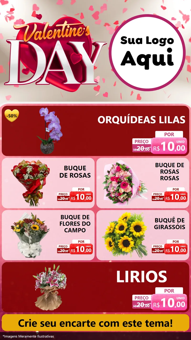 Modelo de TV para TV Vertical com o tema Valentine's Day para Floricultura e jardim