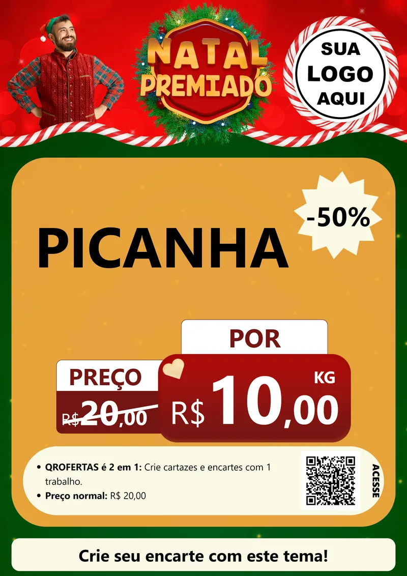 Modelo de Cartaz para Cartaz A4 Vertical com o tema Natal Premiado para Açougue