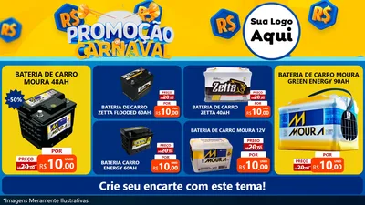 Modelo de TV para TV Horizontal com o tema Promoção de Carnaval para Baterias Elétricas