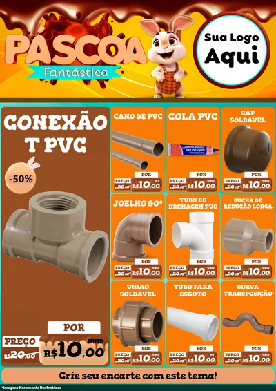 Modelo de Encarte para Encarte A4 Vertical com o tema Páscoa Fantástica para Tubos e conexões