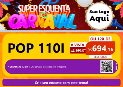 Modelo de Cartaz para Cartaz A4 Horizontal com o tema Super Esquenta de Carnaval para Concessionaria de Motos