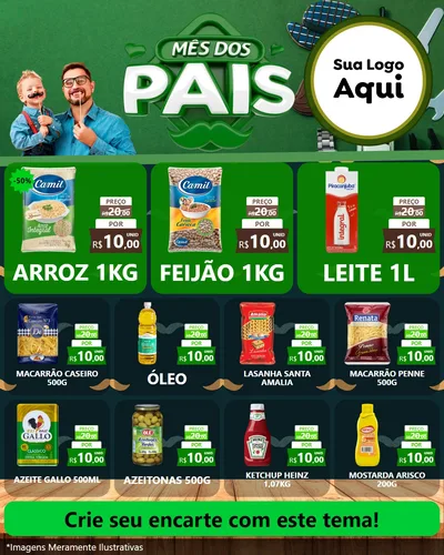 Modelo de Rede Social para Feed Instagram com o tema Mês dos Pais para Supermercado