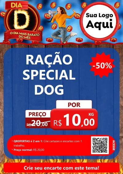 Modelo de Cartaz para Cartaz A4 Vertical com o tema Dia D - O Dia Mais Barato Do Mês para Pet Shop