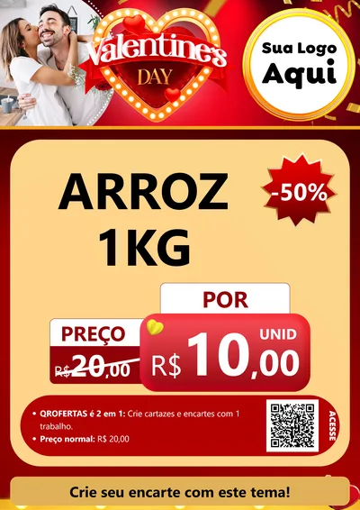 Modelo de Cartaz para Cartaz A4 Vertical com o tema Valentine's Day para Supermercado