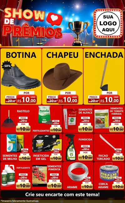 Modelo de Encarte para Encarte Grande com o tema Show de Prêmios para Agropecuária