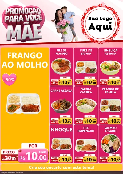 Modelo de Encarte para Encarte A4 Vertical com o tema Promoção Para Você Mãe para Restaurante