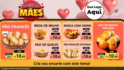 Modelo de TV para TV Horizontal com o tema Semana das Mães para Padaria