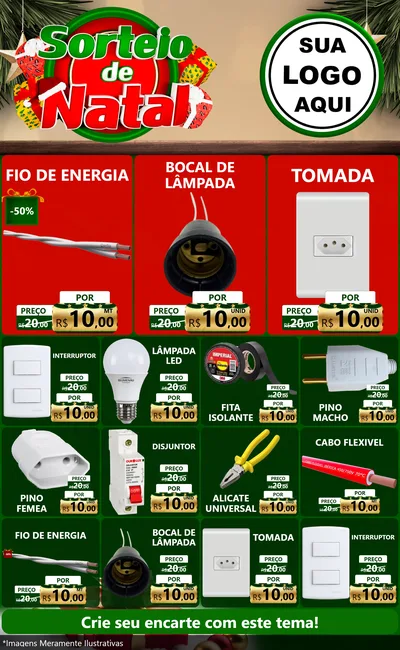 Modelo de Encarte para Encarte Grande com o tema Sorteio de Natal para Materiais Elétricos