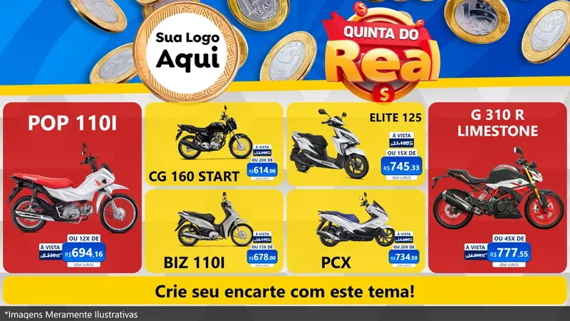Modelo de TV para TV Horizontal com o tema Quinta do Real para Concessionaria de Motos