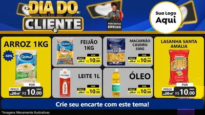 Modelo de TV para TV Horizontal com o tema Dia Do Cliente para Supermercado
