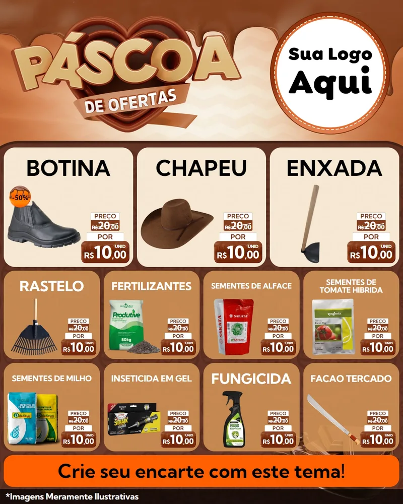 Modelo de Rede Social para Feed Instagram com o tema Páscoa de Ofertas para Agropecuária