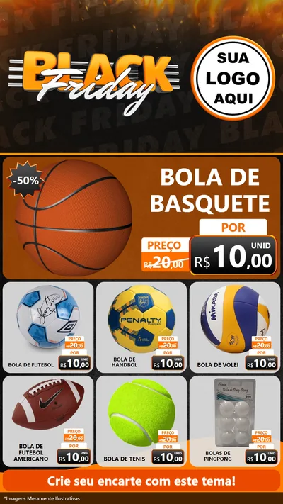 Modelo de Rede Social para Stories com o tema Black Friday para Artigos Esportivos