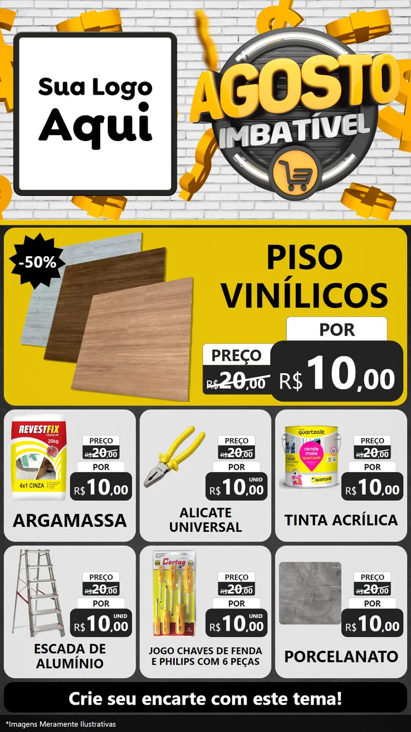 Modelo de Rede Social para Stories com o tema Agosto imbatível para Material para Construção