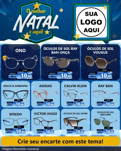 Modelo de Rede Social para Feed Instagram com o tema O Melhor Natal É Aqui! para Óticas
