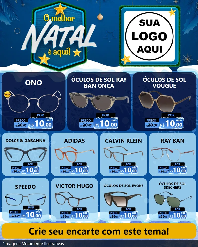 Modelo de Rede Social para Feed Instagram com o tema O Melhor Natal É Aqui! para Óticas