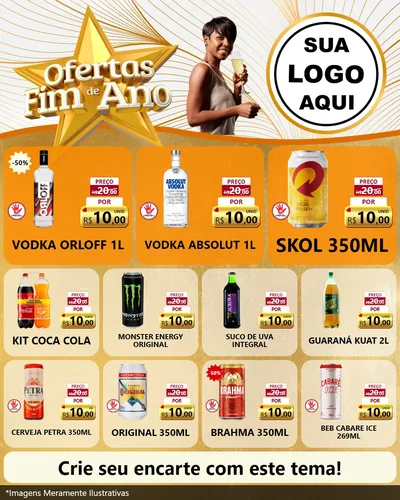 Modelo de Rede Social para Feed Instagram com o tema Ofertas Fim de Ano para Distribuidora de bebidas
