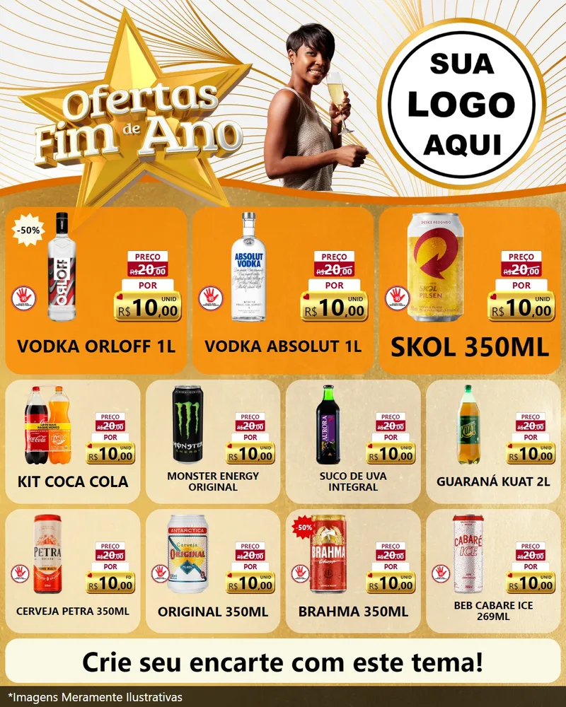 Modelo de Rede Social para Feed Instagram com o tema Ofertas Fim de Ano para Distribuidora de bebidas