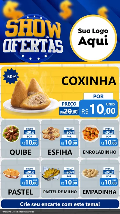 Modelo de Rede Social para Stories com o tema Show de Ofertas para Salgadaria