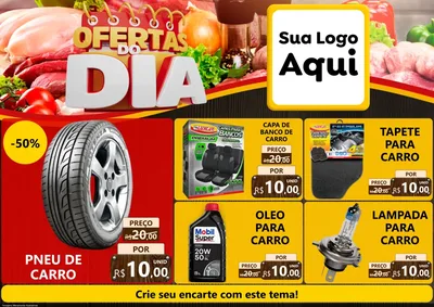 Modelo de Encarte para Encarte A4 Horizontal com o tema Ofertas do Dia para Auto peças