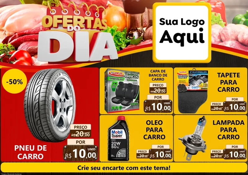 Modelo de Encarte para Encarte A4 Horizontal com o tema Ofertas do Dia para Auto peças