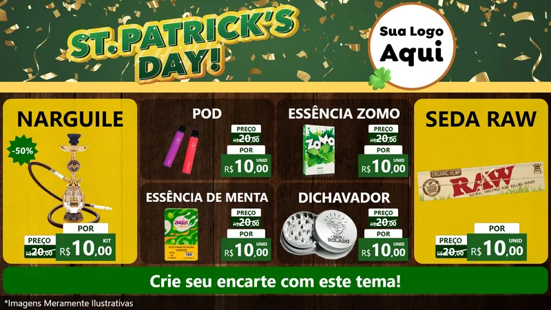 Modelo de TV para TV Horizontal com o tema St Patriks Day para Tabacaria