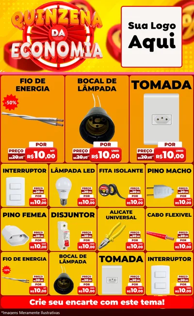 Modelo de Encarte para Encarte Grande com o tema Quinzena Da Economia para Materiais Elétricos