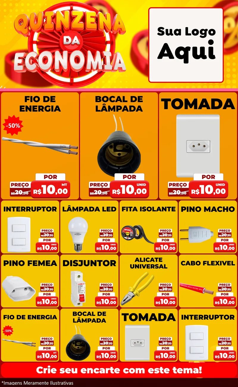 Modelo de Encarte para Encarte Grande com o tema Quinzena Da Economia para Materiais Elétricos