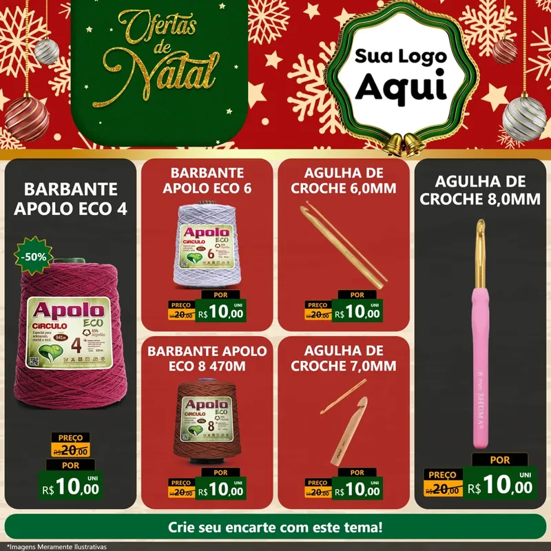 Modelo de Rede Social para Feed Facebook com o tema Natal de Ofertas para Armarinho e Aviamentos