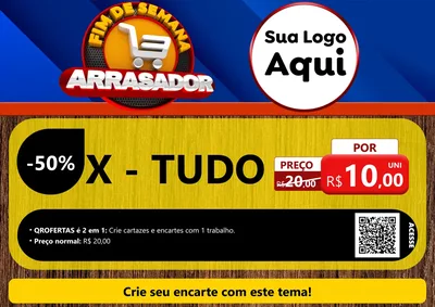 Modelo de Cartaz para Cartaz A4 Horizontal com o tema Fim De Semana Arrasador para Hamburgueria