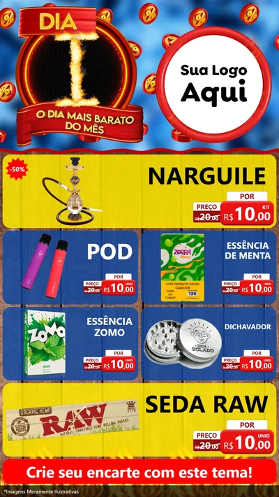 Modelo de TV para TV Vertical com o tema Dia I - O Dia Mais Barato Do Mês para Tabacaria