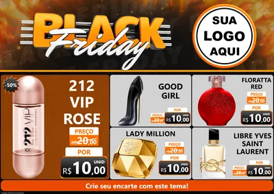Modelo de Encarte para Encarte A4 Horizontal com o tema Black Friday para Perfumes