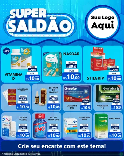 Modelo de Rede Social para Feed Instagram com o tema Super Saldão - Farmácia para Farmácia