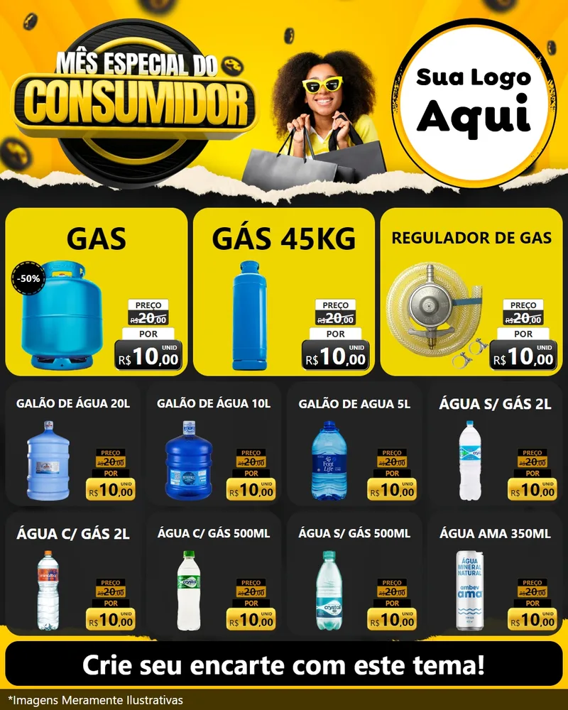 Modelo de Rede Social para Feed Instagram com o tema Mês Especial do Consumidor para Água e gás