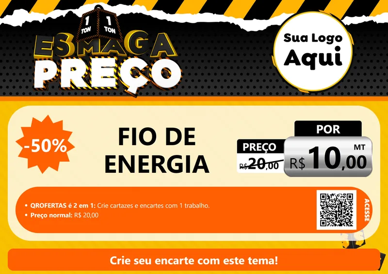 Modelo de Cartaz para Cartaz A4 Horizontal com o tema Esmaga Preço para Materiais Elétricos