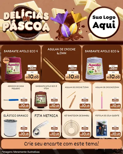 Modelo de Rede Social para Feed Instagram com o tema Delícias de Páscoa para Armarinho e Aviamentos