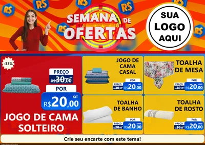 Modelo de Encarte para Encarte A4 Horizontal com o tema Semana de Ofertas para Cama, Mesa e Banho